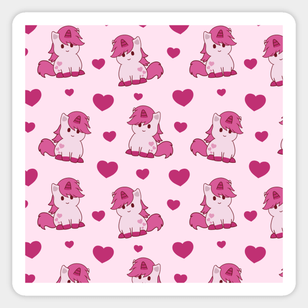 Cute Valentine Unicorn pattern Sticker by BiscuitSnack